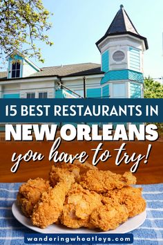 fried chicken on a plate with the words 15 best restaurants in new orleans you have to try