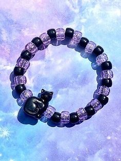 Find many great new & used options and get the best deals for BLACK CAT Kandi Beaded Bracelet, Spooky Aesthetic, Rave Kandi, Dark Kandi, EDM at the best online prices at eBay! Free shipping for many products! Rave Kandi, Spooky Aesthetic, Kandi Inspo, Diy Kandi Bracelets, Diy Kandi, Kandi Ideas, Kandi Cuff, Cat Bracelet, Pony Bead Patterns