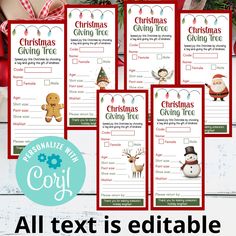 printable christmas gift tags with the text, all text is editable for free