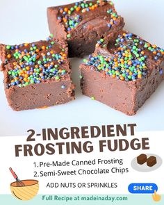 two ingredient frosting fudge recipe for brownies