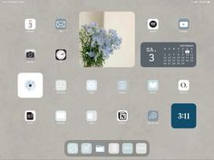 an ipad screen with various icons and numbers on the bottom right corner, including flowers