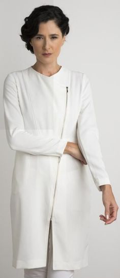 Hotel Uniform, Off White Jacket, Medical Outfit, Jackie O, Woman Silhouette, Scrubs, Chef's Jackets, Shirt Dress, Off White