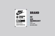 the nike brand logo is shown in black and white on a gray background with text that reads, premium fit technology