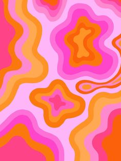 an abstract background with wavy lines and stars in pink, orange, yellow and purple