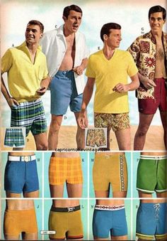 60s men's wear 80s Summer Fashion, Mens Swimsuits, 80s Mens Fashion, Ivy Style, 80s Mens, Montgomery Ward