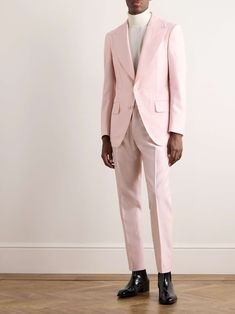 TOM FORD Atticus Wool and Silk-Blend Suit Jacket for Men Pink Suit Men, Suit Jacket For Men, Luxury Suit, Best Designer Suits, Grey Suit Men, Satin Suit, Tom Ford Clothing, Blue Suit Men, Tom Ford Suit