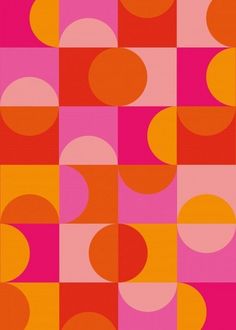 an orange and pink pattern with circles on it