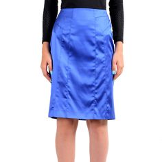 Just Cavalli Women's Bright Blue Straight Pencil Skirt Us S It 40 Retail Value: $695.00 This Is Authentic Just Cavalli Women's Bright Blue Straight Pencil Skirt Sku: Kj-19568 Material: 96% Polyester 4% Spandex Country/Region Of Manufacture: Italy Measured Waist: 26" Length: 22" Blue Fitted Skirt With Pockets, Fitted Blue Skirt With Pockets, Knee-length Blue Bottoms For Party, Designer Fitted Silk Skirt, Designer Fitted Formal Skirt, Blue Silk Lined Bottoms, Blue Silk Lined Skirt, Blue Fitted Silk Skirt, Luxury Lined Fitted Skirt