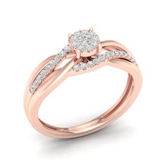 a rose gold ring with diamonds on it