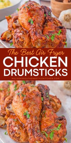 Try The Best Air Fryer Chicken Drumsticks for an easy and flavorful meal! This Air Fryer Recipe features drumsticks seasoned with a spiced dry rub, brushed with barbecue sauce, and cooked to tender, juicy perfection!