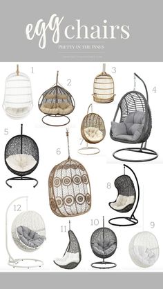 the egg chair is shown with instructions to make it look like they are in different sizes