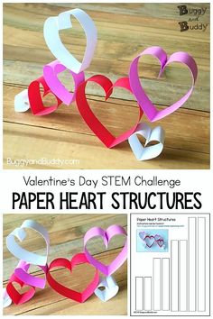 Crafts For 4th Graders, Valentine Stem, Valentine Art Projects, Valentinstag Party, Folding Origami, Preschool Valentines, Stem Steam, Valentine Activities