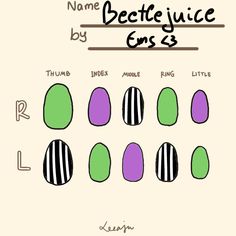 Nail Art With Words, Bettle Juice Nail Ideas Short, Beetlejuice Nail Art Short, Simple Bettle Juice Nails, Halloween Nail Designs Beetlejuice, Beatleguese Nails, Beetlejuice Nails Design, Halloween Nail Art Simple, Beetleguese Nails