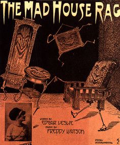 the mad house rage poster is shown in black and orange