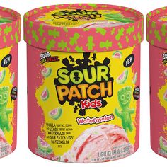 three jars of sour patch kids watermelon ice cream