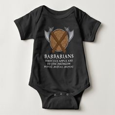 Roleplay Barbarian Viking Axe Viking Time Gift Baby Bodysuit, Infant Unisex, Size: Newborn, Black Viking Theme Nursery, Diper Bags, Dad Baby Shower Gift, Baby Cook, Baby Cooking, Monthly Baby Photos