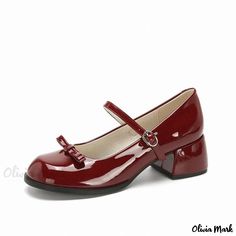 Olivia Mark - Luxury Mary Jane Pumps in High-Quality Leather for Women Zapatos Mary Jane, Rough Heels, Woman Wine, Mary Jane Shoes Womens, Square Toe Heels, Mary Jane Pumps, Mary Jane Heels, Leather Mary Janes, Jane Shoes