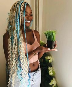 Teal Hair, Locs Hairstyles, Faux Locs, African Hairstyles, Protective Hairstyles, Box Braids, Locs, Hair Inspiration, Braided Hairstyles