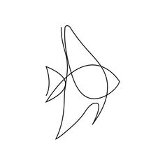 a drawing of a fish that is drawn in one line on a white paper background