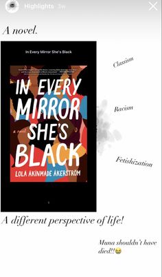 a book with the title in every mirror she's black on it and an image of