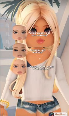 an animated image of a woman with multiple facial expressions on her face, and the caption reads i think blushy eyes give makeup