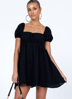 Let's Dance Mini Dress Black All Black Dresses, Brunch Dress, Let's Dance, Casual Rompers, Mini Dress Black, Romper Outfit, Puff Sleeve Dresses, Playsuit Romper, Puffed Sleeves Dress