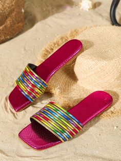 Introducing the latest in beachwear fashion: Trendy 2024 New Arrival Women's Flat Beach Sandals Slippers! These stylish and non-slip sandals provide both comfort and style for your summer adventures. Don't choose between fashion and functionality - have both with Trendy 2024. Color : Multicolor Upper Material : Fabric Lining Material : PU Leather Insole Material : PU Leather Outsole Material : TPR Size US Ball Girth Foot Length Heel Height CN35 US5.5 8.1 8.9 0.4 CN36 US6 8.2 9.1 0.4 CN37 US6.5 8 Multicolor Slip-on Slides For Summer, Pink Open Toe Slippers For Summer, Summer Open Toe Pink Slippers, Summer Pink Open Toe Slippers, Multicolor Open Toe Slippers For Spring, Pink Synthetic Slippers For The Beach, Pink Synthetic Beach Slippers, Pink Sandals For Poolside And Beach Season, Pink Sandals For Beach And Poolside