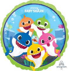 18-Inch Baby Shark Mylar Balloon Shark Balloon, Shark Themed Party, Underwater Background, Baby Shark Song, Shark Plush, Balloon Weights, Shark Party, Shark Birthday, Mylar Balloons