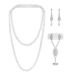 PRICES MAY VARY. 💖1920s COSTUME ACCESSORIES SET💖 You can get 1pcs imitation pearl necklace +1 pieces 1920s flapper bracelet +1 pair pearl earrings, you can use them as daily or party accessories, also can share with your friend. 💖FAUX PEARLS JEWELRY SET💖 This jewelry set is made of imitation pearls, rhinestones and alloy. Not easy to get rust. The 1920s bracelet ring set is designed with stretchy bracelet and elastic ring, durable, easy to wear and take off, one size fits for most all. 💖SUI 1920s Bracelet, 20s Costume, Gatsby Earrings, 1920s Costume, Dangle Pearl Earrings, Faux Pearl Jewelry, Long Pearl Necklace, Flapper Necklace, Vintage Wedding Jewelry