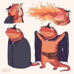 an image of a cartoon character with fire coming out of his mouth and two other characters in the background