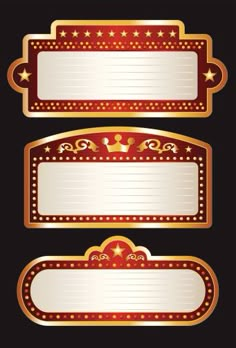 three red and gold labels with stars on them stock photo - budget conscious, free to use