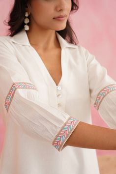 PRODUCT DETAIL: Introducing our Cream Cross Stitch Embroidered Dress, crafted from linen fabric with a smart cut. Intricate embroidery and soft colour palette adds a touch of elegance to this stylish summer piece. Stay cool and chic all summer long with this must-have top. SPECIFICATIONS: Color Cream Fabric 100% Cotton Product Code IS24 Soft Colour Palette, Krishna Mandir, Simple Kurta, Kurtis Design, Stylish Kurtis, Stylish Kurtis Design, New Kurti Designs, Soft Colour