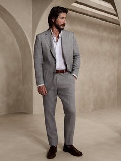 Mens Linen Suit Wedding Guest, Men Formal Wedding Attire, Grey Linen Suit Men, Mens Wedding Guest Outfit, Men Wedding Guest Outfit, Mans Clothes, Linen Wedding Suit, Cocktail Wedding Attire, Linen Suits For Men