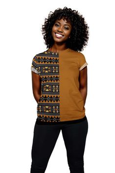 This Mixed African Tribal Print Women T-shirt is a stylish addition to your wardrobe. Made from high-quality fabric, it features a unique mix of vibrant tribal prints that offer a one-of-a-kind look. Perfect for any occasion, this shirt is comfortable and full of character. Product Features Please Compare your Measurements To our Size Chart This T-shirt is Designed for fashionable women. Made from 5.47 Oz. 100% polyester. Double-needle hemmed sleeves and bottom. Vivid print that will never fade African Shirts Designs, Indoor Outdoor Bathroom, African Shirts, African Print Fashion, African Wear, Shirts For Women, Mixing Fabrics, Skirt Leggings, Women T Shirt