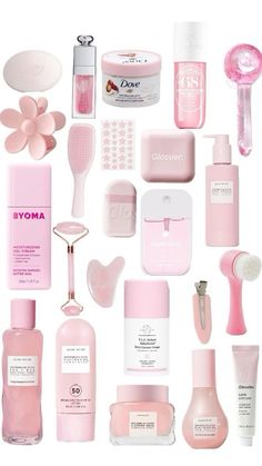 Pink Skin Care Products, Pink Skin Care Aesthetic, Sephora Skin Care Products, Pink Skincare Aesthetic, Skin Care Products Aesthetic, Hello Kitty Skincare, Pink Self Care, Pink Skin Care, Skin Care List