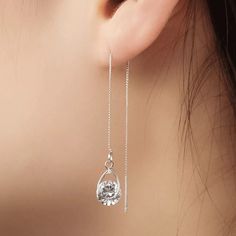 Gorgeous Tassel Water Drop Zircon Silver Drop Earrings Plant Style, Long Pearl Earrings, Tassel Earing, Long Chain Earrings, Crystal Earrings Wedding, Drop Earrings Silver, Tassel Drop Earrings, Ear Cuff Earings, Style Japonais