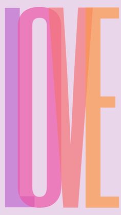 the word love is made up of multicolored letters on a light purple background