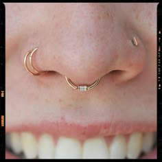 Double Nose Piercing - Septum Piercing Minimalist Piercings, Two Nose Piercings, Double Nose Piercing, Cute Nose Piercings, Septum Piercing Jewelry, Nose Ring Jewelry, Nose Piercing Hoop