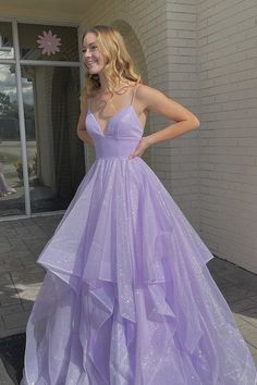 Purple Ball Gown, Lilac Prom Dresses, Backless Evening Dress, Stunning Prom Dresses, Tulle Evening Dress, Purple Prom Dress, Tulle Ball Gown