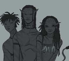 three people with dreadlocks standing next to each other