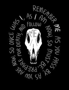 an image of a skull with words on it and the caption below that reads,