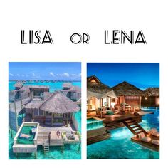 two pictures with the words, lisa or lena and an image of a beach house