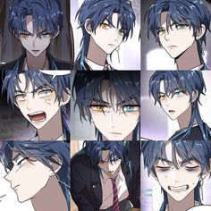 an anime character with many different expressions