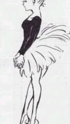 a black and white drawing of a ballerina