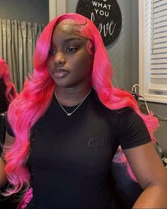 Dark Pink Lace Front Wig, Colored Lace Front Wigs Dark Skin Women, Colored Wigs For Black Women Dark Skin, Pink Wig On Dark Skin, Color Wigs On Dark Skin Women, Wig Instal, Pink Lace Front Wig, Pink Hairstyles, Pink Lace Front