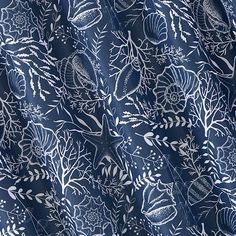 a blue and white floral print fabric