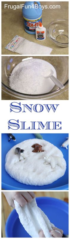 how to make snow slimme for kids and toddlers at the same time with this simple recipe