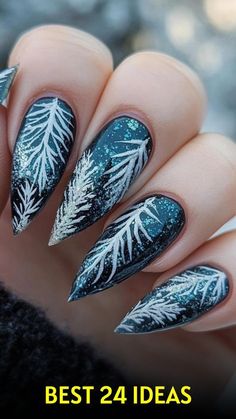 Dark Winter Nail Designs, Edgy Winter Nails, Solstice Nails, Funky Winter Nails, Christmas Nails Dark, Winter Solstice Nails, Goth Winter Nails, Acrylic Nail Trends, Polish Rocks