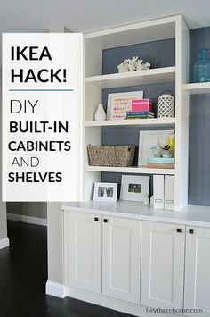 an ikea hack diy built - in cabinets and shelves