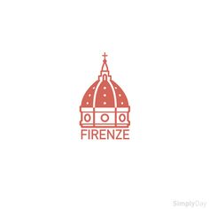 the word firenze is written in red on a white background with a dome